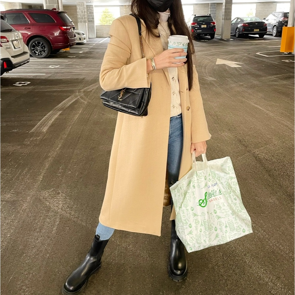 Zara Camel Double-Breasted wool Coat